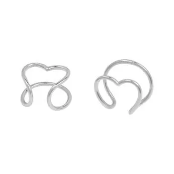 Клипсы Love Ear Clips, универсальные на каждый день, мягкие, регулируемые, маленькие и свежие геометрические клипсы в форме сердца для ушей без пирсинга ушей Copper (White Gold)