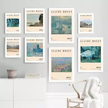 Клод Моне цветная абстрактная иллюстрация настенная живопись на холсте постеры на скандинавскую тему и принты настенные панно для декора гостиной 21cm30cm NoFrame