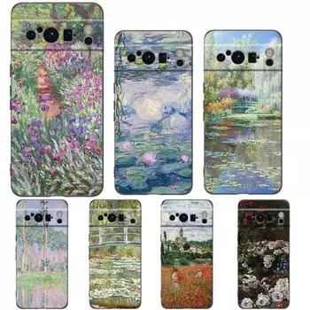 Клод Моне Художник-импрессионизм для Google Pixel 8 7 6 Pro 6A 5G Черный чехол для телефона Мягкая противоударная задняя крышка ТПУ Shell Coque Pixel 7A