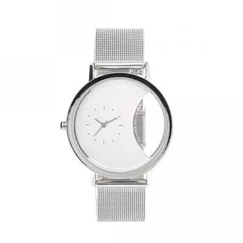 Klon Klon Circle Window West Silver Mesh 38 мм наручные часы скелетон прозрачные мужские женские