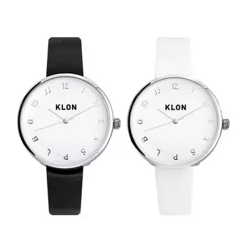 KLON Pair Watch Couple Watch Black White Simple Couple [Комбинированный продукт] KLON MOCK NUMBER Ver.SILVER 33 мм(ЧЁРНЫЙБЕЛЫЙ)
