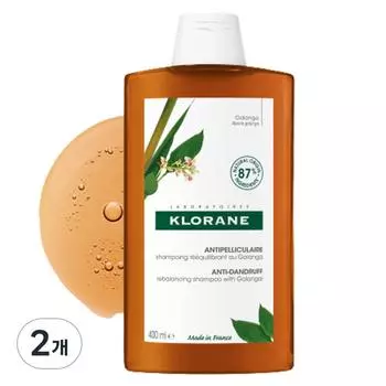 Klorane Galanga Anti Dandruff Shampoo Gentle Woody Scent, 400ml, 2 units