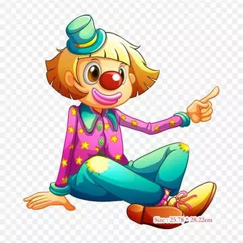 Клоун читает книгу, бесплатная клоунская утюг на теплопередаче, виниловые нашивки, наклейки для одежды, аппликации «сделай сам», моющиеся нашивки