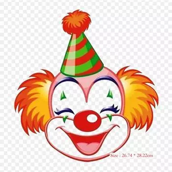 Клоун лицо клоун цирк утюг на теплопередаче печать виниловые нашивки наклейки для одежды DIY аппликации моющиеся нашивки