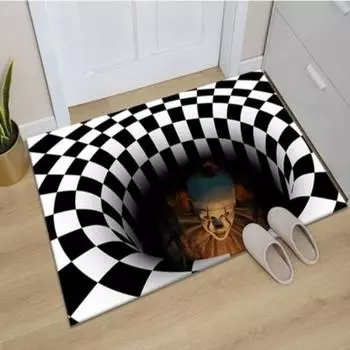 Клоун Ловушка Визуальный Ковер Напольный Коврик Для Гостиной 3D Ковер Клоун Ужас Дом 40*60cm черный белый