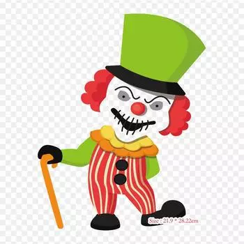 Клоун на Хэллоуин, Хэллоуин, термопереносная печать, виниловые нашивки, наклейки для одежды, аппликации «сделай сам», моющиеся нашивки