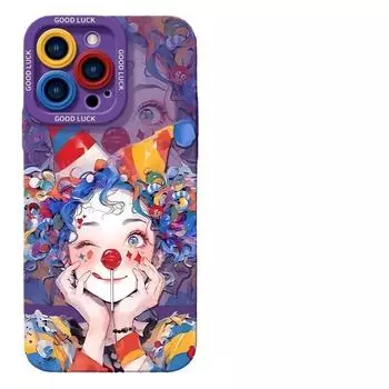 Клоун Совместим с Apple 16, Аниме 15plus, Мультяшный 14, Силиконовый Мягкий Чехол 13, Мини Чехол для Телефона Promax Apple 15PROMAX