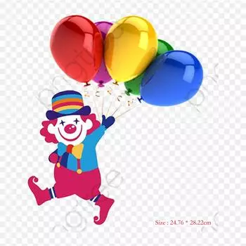Клоун Воздушный шар клоуна, термопереносная печать, виниловые нашивки, наклейки для одежды, аппликации «сделай сам», моющиеся нашивки