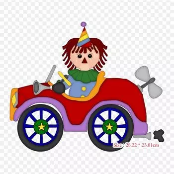 Клоунский автомобиль, прозрачный клоунский автомобиль, утюг с термопереносной печатью, виниловые нашивки, наклейки для одежды, аппликации «сделай сам», моющиеся нашивки