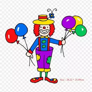 Клоунский утюг на термопереносной печати, виниловые нашивки, наклейки для одежды, аппликации «сделай сам», моющиеся нашивки