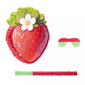 Клубничная пиньята Красная ягодная пиньята с повязкой на глаза Битой Конфетти Летняя фруктовая тематика Украшение для дня рождения для детей Принадлежности для детского праздника Sets