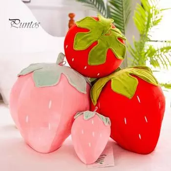 Клубничная плюшевая подушка для детей, супер мягкая игрушка в виде фруктов, милая подушка для сиденья, моющаяся, рождественский подарок для детей, учителей, друзей S красный