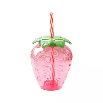 Клубничная соломенная чашка, симпатичная, 500 мл, большая емкость, пластиковый стакан для воды, для школы, офиса, дома