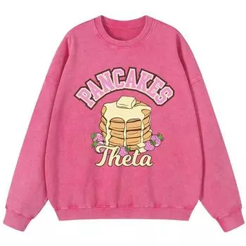 Клубничные Блины Thera Женский Винтажный Хлопковый Свитшот Винтажный Оверсайз Тонкий стиль Теплая Толстовка Осень Повседневный S