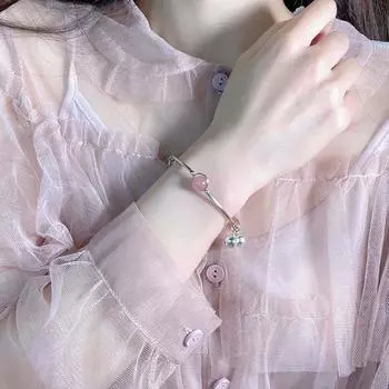 Клубничный эластичный веревочный браслет с красным опалом и бусинами, браслет в корейском стиле, женская цепочка на руку