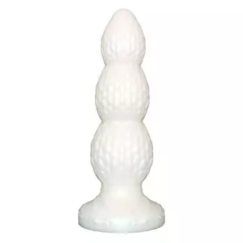 Клубничный анальный 3 присоски Жидкость x Бусины TaRiss, Бусины, Чашка, Силикон, Белый, Средний, 6.2см 21.5см