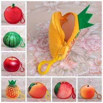 Клубничный держатель для карточек с клубникой, персиковый плюшевый кошелек, модный фруктовый кошелек для монет на открытом воздухе strawberry