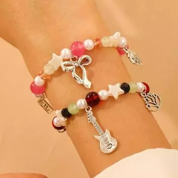 Клубничный конверт кулон бусина эластичность любовь пара браслет праздничный подарок лучшему другу 1 set