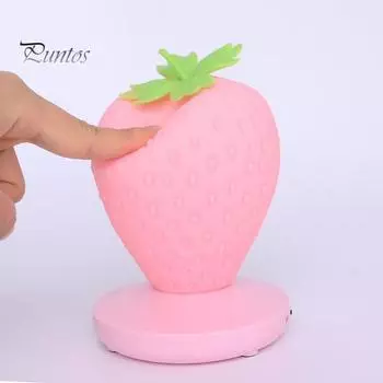 Клубничный ночник с регулируемой яркостью, без мерцания, USB аккумуляторная креативная светодиодная прикроватная лампа, украшение для рабочего стола красный