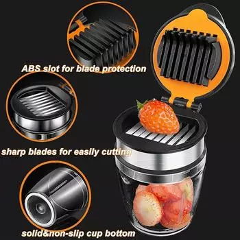 Клубничный слайсер Яйцо/Банан/Виноград/Гриб/Киви Измельчитель Нержавеющая сталь Мини Фрукторезка Чашка Фрукторезка Кухонный Гаджет