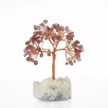 Клубника Кварц-Кристалл Кварц Натуральный камень Декоративное дерево