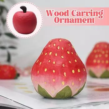 Клубника Резьба по дереву Поделки Ручной работы Милые Яблоки Деревянные Резные Украшения Домашний Офис Рабочий Стол Творческий Декор