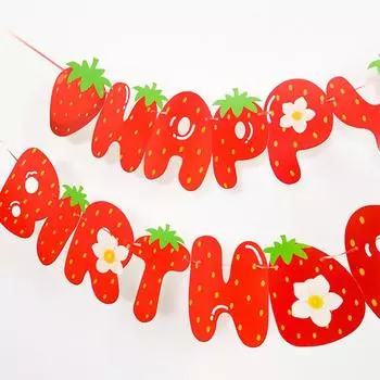 Клубника С Днем Рождения Бумажный Баннер Клубничная Тема День Рождения Украшения Бумажные Стаканчики Торт Баннер Товары Для Вечеринки