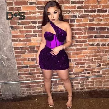 Клубное платье с открытыми плечами и косым вырезом, облегающее мини-платье с пайетками, сетчатое, без рукавов, облегающее платье-футляр в стиле пэчворк L красный