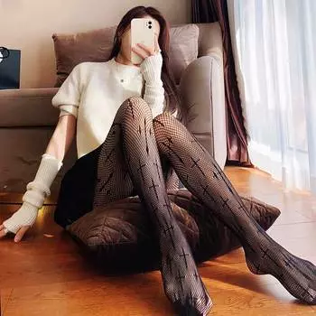 Клубные колготки с перекрестным принтом, женские сексуальные сетчатые колготки, нейлоновые чулки в сеточку, черные длинные высокие носки в стиле Лолиты для девочек One Size белый