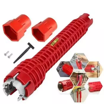 Ключ для крана раковины, инструмент для ремонта сантехники, 14 в 1, противоскользящая ручка, двойной гаечный ключ, сантехника для ванной комнаты, водонагреватель, гаечный ключ