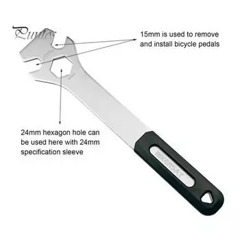Ключ для педалей велосипеда с маркировкой номера, ручка из ПВХ, нержавеющая сталь, 15 мм, инструмент для снятия педалей для шоссейного горного велосипеда, инструмент для ремонта скутера чёрный/серебряный