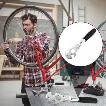 Ключ для педалей велосипеда с противоскользящей ручкой, прочная углеродистая сталь 15/24 мм, инструмент для снятия педалей горного велосипеда, шоссейного велосипеда, инструмента для ремонта скутера серебряный