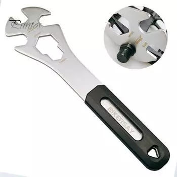 Ключ для педалей велосипеда с ручкой из ПВХ, нержавеющая сталь, 15 мм, гнездо каретки для шоссейного горного велосипеда, инструмент для снятия педалей, инструмент для ремонта и обслуживания велосипеда чёрный/серебряный