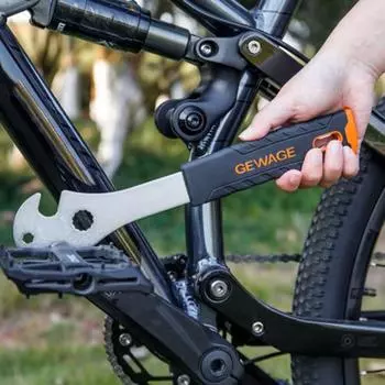 Ключ для велосипедной педали с удлиненной ручкой, инструмент для снятия велосипедной педали, профессиональный стальной гаечный ключ с резиновой ручкой для горных шоссейных велосипедов серебряный