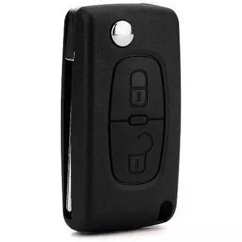 Ключ от автомобиля с 2 кнопками, совместимый с Citroen и Peugeot Black (С розеткой) 7x4x3cm