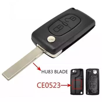 Ключ-пульт с 2 кнопками CE0523 HU83 для Peugeot 207 308 807