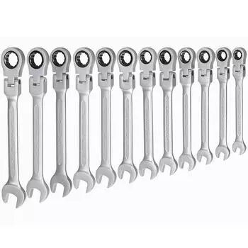 Ключ с трещоткой с гибкой головкой, метрический комбинированный гаечный ключ с открытым концом и накидные ключи, инструмент 6mm