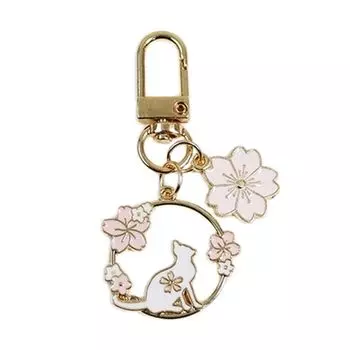 Ключевые Аксессуары Упаковка Декоративная Сумка Подвески Розовый Сакура Кролик Кошка Брелок Кольца для Ключей A