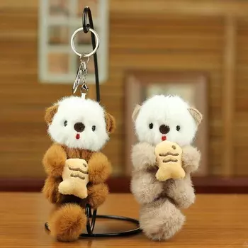 Ключи Аксессуары Мультфильм Выдра Брелок Животные Кукла Выдра Брелок Студенты светло-коричневого