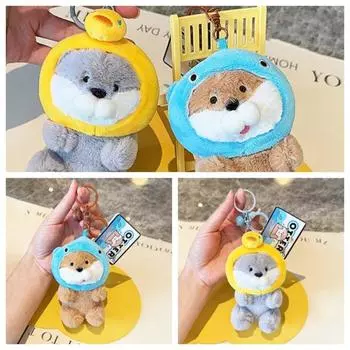 Ключи Аксессуары Мультфильм Выдра Брелок Животные Кукла Выдра Брелок Студенты серый