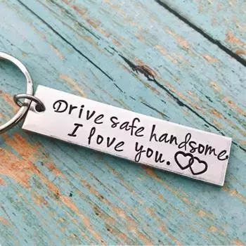 Ключи с гравировкой, красивые для мужа, подарок, безопасный брелок для ключей, брелок для ключей, ювелирные изделия, модные аксессуары серебряный