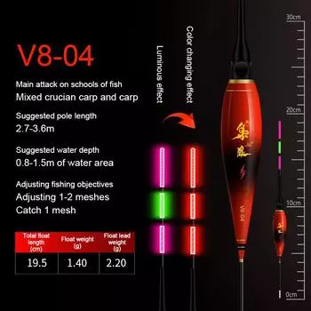 Клюв крючка Цвет меняющей рыбы Дрейф день и ночь мелководье Ультра короткие светящиеся электронные высокочувствительные поплавки as the picture