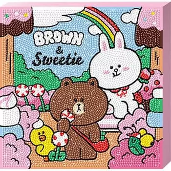 KM Ely Holdings 3D рамка Sweets Line Friends круговая бижутерия своими руками, вышивка крестиком 25 х 25 см, разные цвета, 1 штука