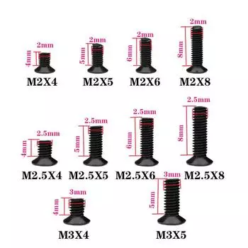 KM M2 M2,5 M3 винт с плоской головкой и крестообразным шлицем, винты для ноутбука, комплект винтов для ноутбука, маленькие черные болты для компьютера SET2 500PCS