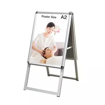KMA URISAPO Панельная вывеска, рамка для плаката, стенд Urisapo [Стенд для плаката] Тип А (Формат А2/двусторонний/серебристый) (A2) (Серебряный)