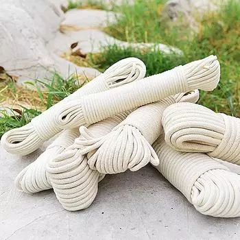KMT 1PC Натуральная хлопковая плетеная веревка, универсальная, бельевая, 4 мм x 10 м(0,16 дюйма x 32,8 фута)