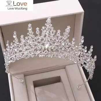 Kmvexo Барокко Винтаж Роскошь Королева Королева Король Кристалл Свадебная Корона Свадебная Тиара Короны Диадема Невесты Вечерние Украшения Для Волос