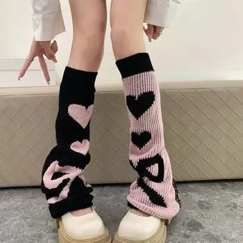Knee High Ruffle Socks Bowknot Y2K Stocking Women Japanese Style Asymmetric Socks Women розовый/чёрный