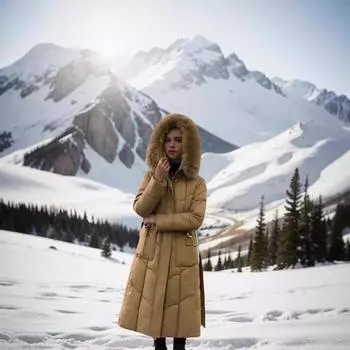 knee-length down cotton-padded clothes for women s winter slim-fitting thickened warm big fur-neck cotton-padded jacket L [recommended below 55kg]