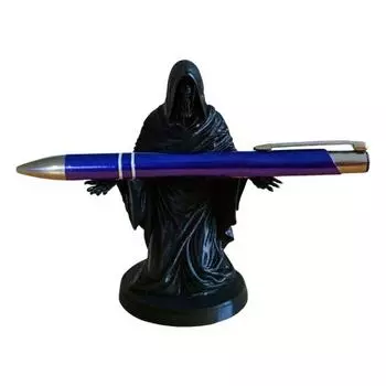 Kneeling Grim Reaper Pen Holder Halloween 3D Printed Black Robe Ghost Stationery Pencil Stand Home Office Desktop Decoration Ornament чёрный